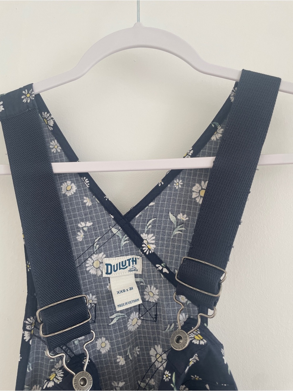 Duluth Trading Co. Gardening Overalls xxs small navy white floral print - Picture 3 of 3